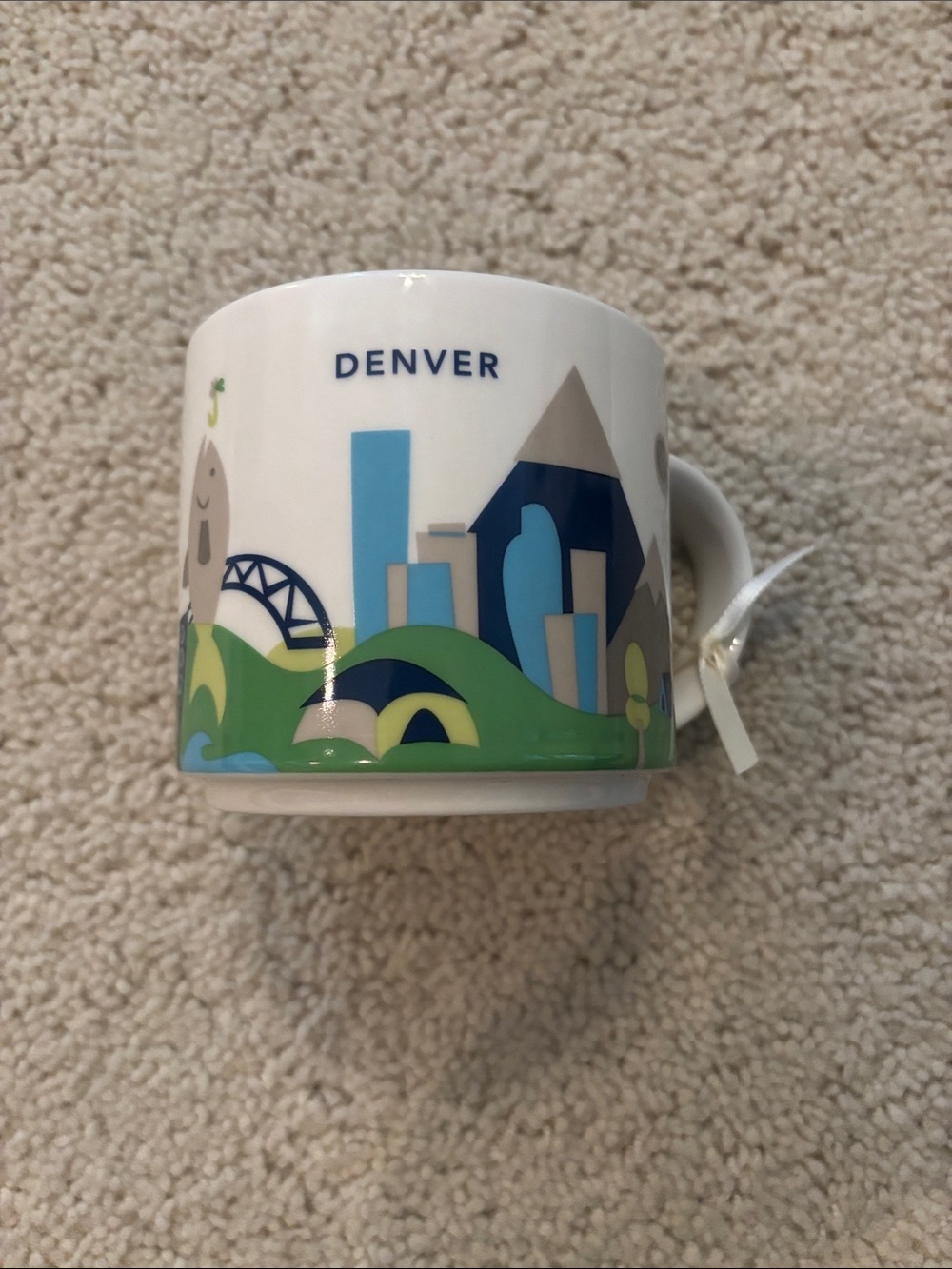 NWOT Starbucks You are here Denver Skyline Mug - White with Blue & Green Accents